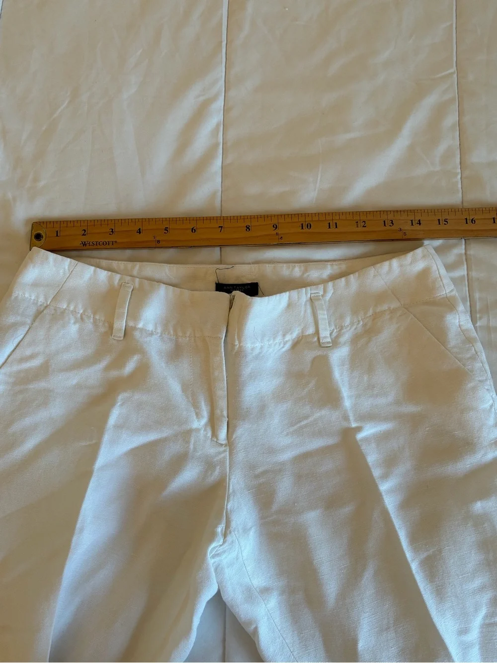 Women's white linen blend cropped pants 4P